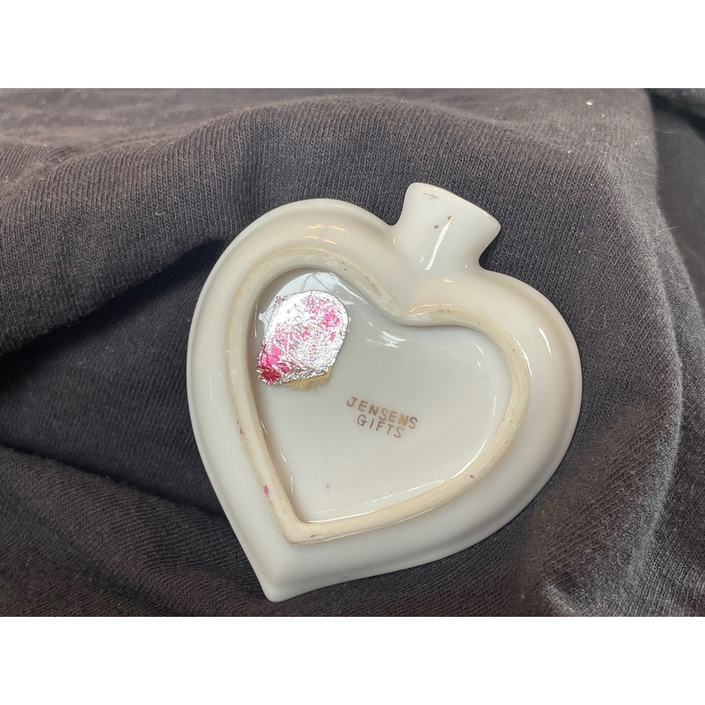 Vintage Lefton Jensens Gifts Heart Porcelain Rose Trinket Bowl & 3 Ashtrays Set - Picture 11 of 14